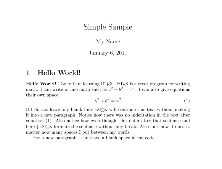 LaTeX compiled document