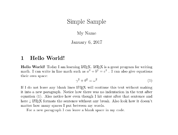 LaTeX compiled document